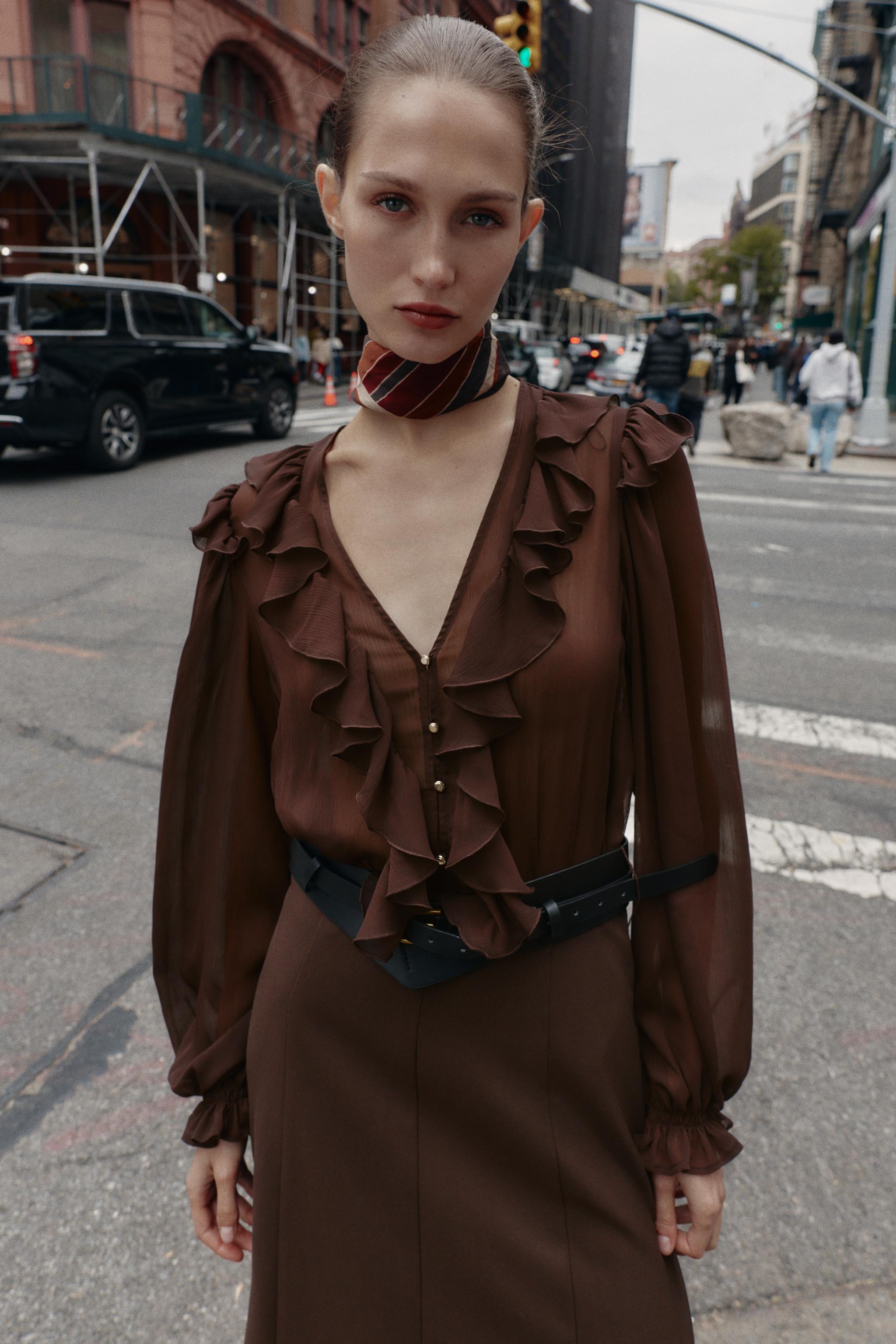 COMBINATION BELTED MIDI DRESS